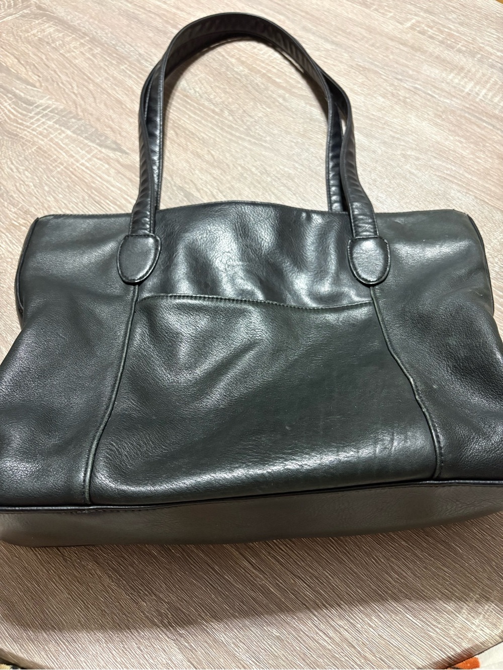 Jennifer Moore Black Leather Satchel Handbag